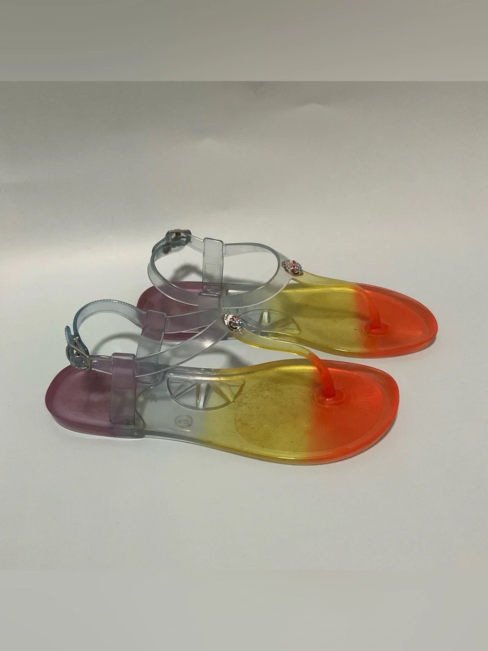 Kurt Geiger Mini Maddison Rainbow Jelly Sandals Ankle Strap Size 2 Big Kids